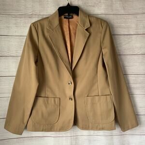 Vintage Rrrruss Beige Blazer Jacket Two Button Front Semi-Fitted Pockets Size 10